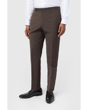 Ted Baker Flat Fronted Slim Fit Suit Trousers - Grey