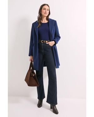 PRINCIPLES Single Breasted Longline Coat - Blue