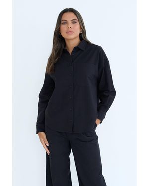 Urban Bliss Linen Blend Oversized Shirt - Blue