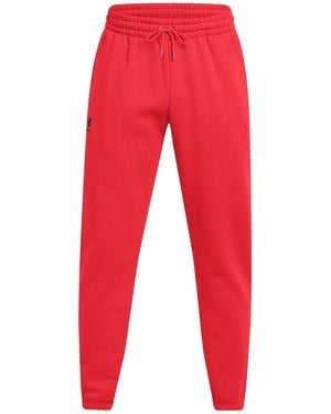 Under Armour Essential Fleece Solid Patterned Joggers - Red