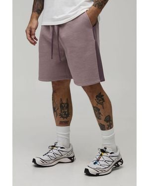 BoohooMAN Regular Fit Panelled Jersey Short - Purple