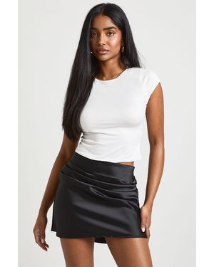 Boohoo Satin Drape Front Mini Skirt - White