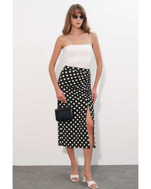 Bigdart High Waist Polka Dot Midi Skirt - Multicolour