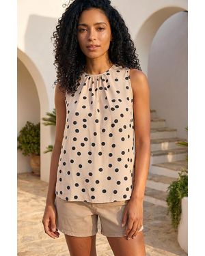 Roman Spot Print Tie Detail Vest Top - Natural