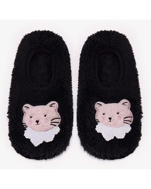 Penti Midnight Mood Cat Pattern Slipper Socks - Black