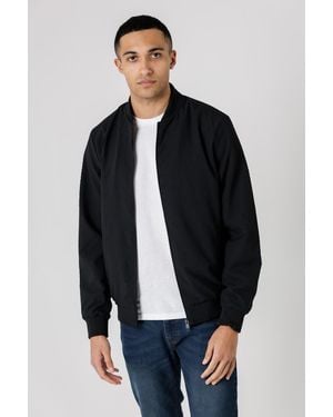 Tokyo Laundry Seersucker Bomber Jacket With Zip-Up And Side Pockets - Blue