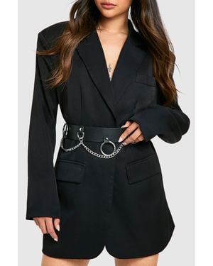 Boohoo Ring & Chain Detail Waist Belt - Black