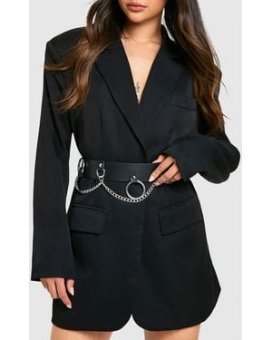 Boohoo Ring & Chain Detail Waist Belt - Black