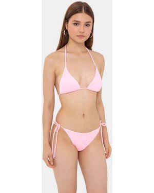 Hiccup Floral Print Triangle Tie-Side Bikini Set - Pink