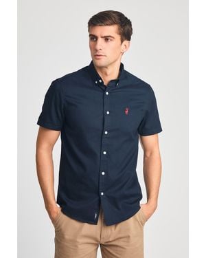 Kensington Eastside Cotton Oxford Short Sleeve Shirt - Blue