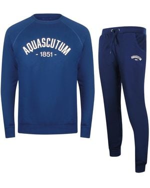 Aquascutum Old School Crewneck Tracksuit Set Cotton - Blue