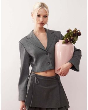 Urban Revivo Cropped Blazer - Grey