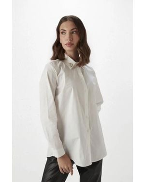 GUSTO Cotton Shirt With Rhinestones - White