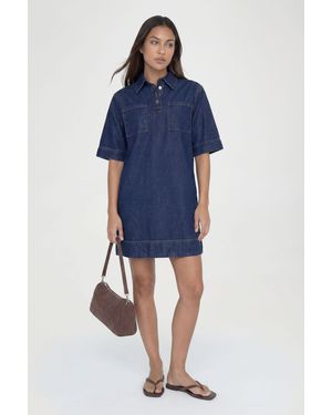 Boohoo Tall Short Sleeve Denim Dress - Blue