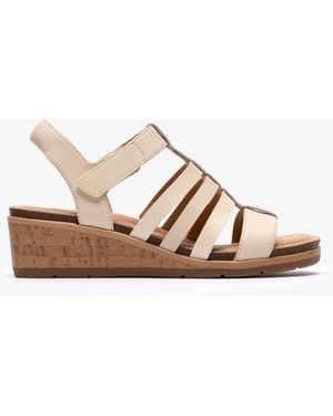 Clarks Kacha Step Cream Leather Sandals - Brown