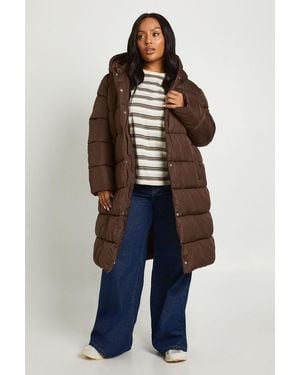 Boohoo Plus Belted Longline Puffer Jacket - Blue