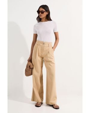 Karen Millen Tall Denim Wide Leg Trousers - Natural