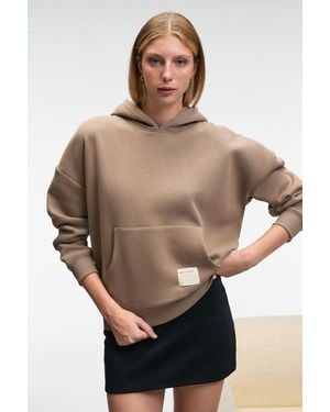 Grimelange Oversized Hooded Pocket Sweatshirt - Natural