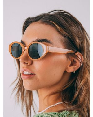 SVNX Oval Plastic Frame Sunglasses - Brown