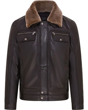 Infinity Leather Trucker Shirt Jacket- Tornio Lamb Leather - Black