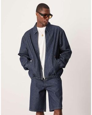 ASOS Co-Ord Oversized With Pinstripe Denim Jacket - Blue