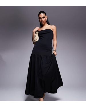 Kaiia Exclusive Bandeau Dropped Waist Maxi Dress - Blue
