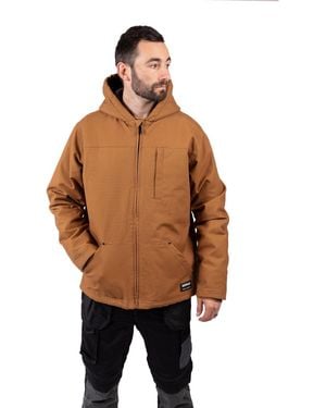 Caterpillar Hooded Sherpa Lined Fleece Jacket Cotton - Brown