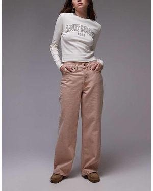 TOPSHOP Mid Rise Loose Fit Straight Jean - Pink