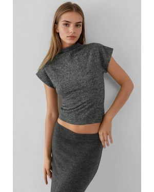Hiccup Textured Crew Neck Sleeveless Top - Grey