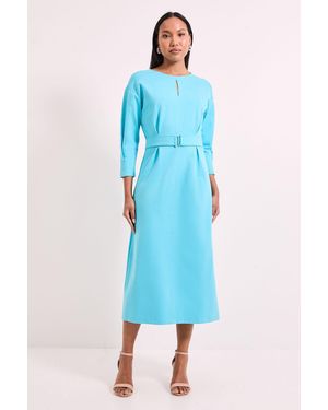 PRINCIPLES Jacquard Fit & Flare Midi Dress - Blue