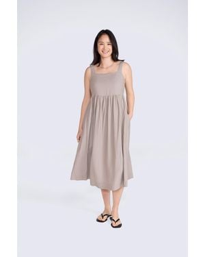 Mountain Warehouse Linen Midi Dress Breathable Comfortable Travelling Outfit - White
