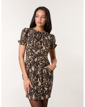 Blue Vanilla Floral Tulip Hem Dress - Black