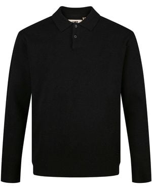 Luke 1977 Kingsbridge Long Sleeve Knitted Polo - Black