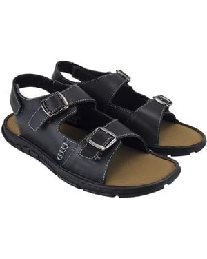 Dunlop Summer Beach Leather Sandals - Black