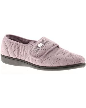 Dr Keller Slippers Touch Fastening Lara Velvet - Pink