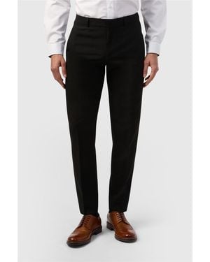 Limehaus Flat Fronted Slim Fit Suit Trousers - Black