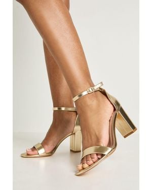 Boohoo Mid Block 2 Part Heels - Natural