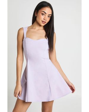 Boohoo Bengaline Sweetheart Neck Cap Sleeve Skater Dress - Purple
