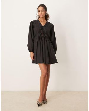 Ghospell Bow Tie Mini Dress - Natural