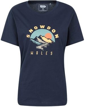 Mountain Warehouse Regional Snowdon District Tee Cotton Breathable Everyday Graphic T-Shirt - Blue