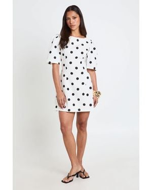 Boohoo Polka Dot Structured Seam Detail Mini Dress