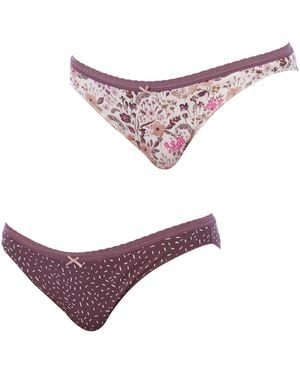 Janira Pack Of 2 Mini Cotton Knickers 1031034 - Purple