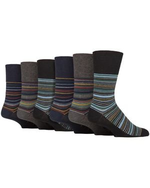 Gentle Grip 6 Pack Non Elastic Square Patterned Cotton Socks For Poor Circulation - Grey