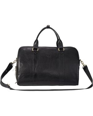 Infinity Leather Vintage Genuine Holdall Duffle Gym Travel Bag - Black