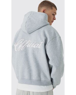 BoohooMAN Oversized Boxy Official Zip Through Hoodie - Blue