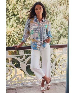 Roman Patchwork Printed Shirt - Blue