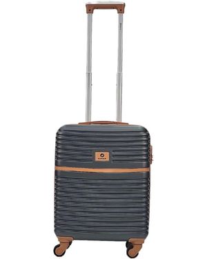 Infinity Leather Hardshell Cabin Suitcase Robust 4 Wheel Abs Luggage Travel Bag - Blue