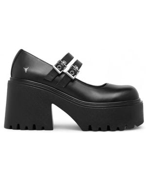 Windsor Smith Windsorsmith Dames Zwarte Leren Mary-jane Hak Schoenen Met Dikke Plateauzool