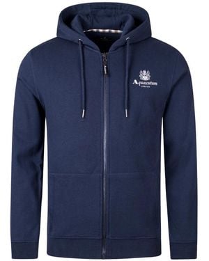 Aquascutum Active Small Logo Full-Zip Hoodie Cotton - Blue