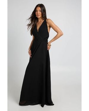 Boohoo Chiffon Applique Detail Floaty Maxi Dress - Black